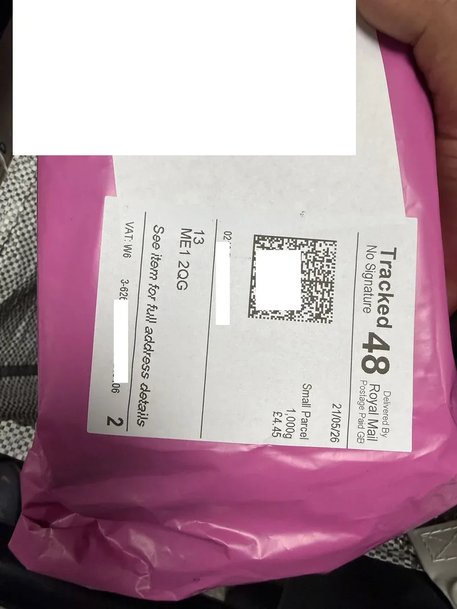 A skincare parcel dispatched by Royal Mail Tracked 48 to a customer in the UK
