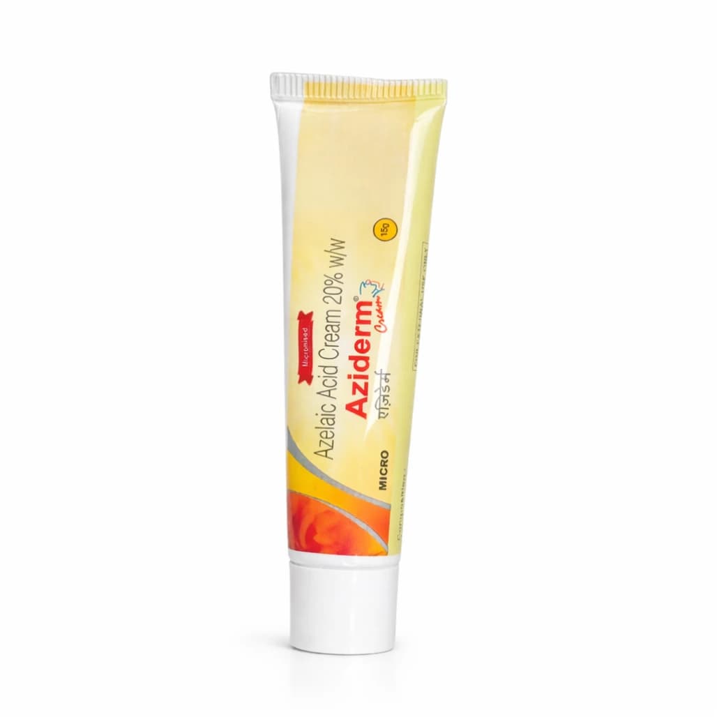 Aziderm 15g tube and outer box — pharmaceutical-grade clinical-strength azelaic acid