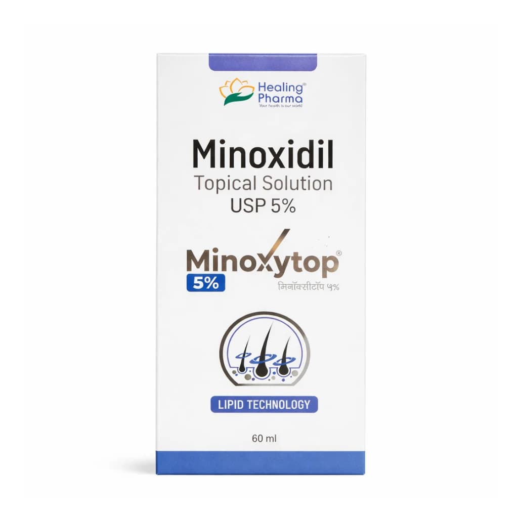 Minoxytop 60ml bottle and outer box — pharmaceutical-grade generic minoxidil topical solution UK
