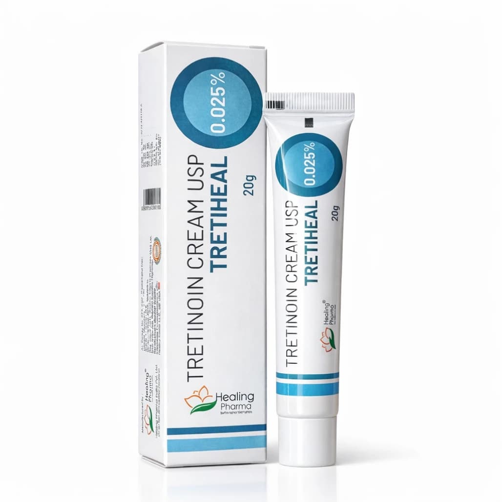 Tretiheal Tretinoin Cream 0.025% tube and box UK