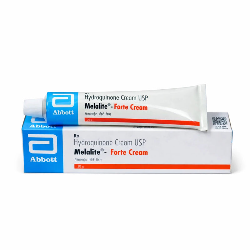 Melalite Forte 30g tube and outer box — pharmaceutical-grade depigmentation treatment