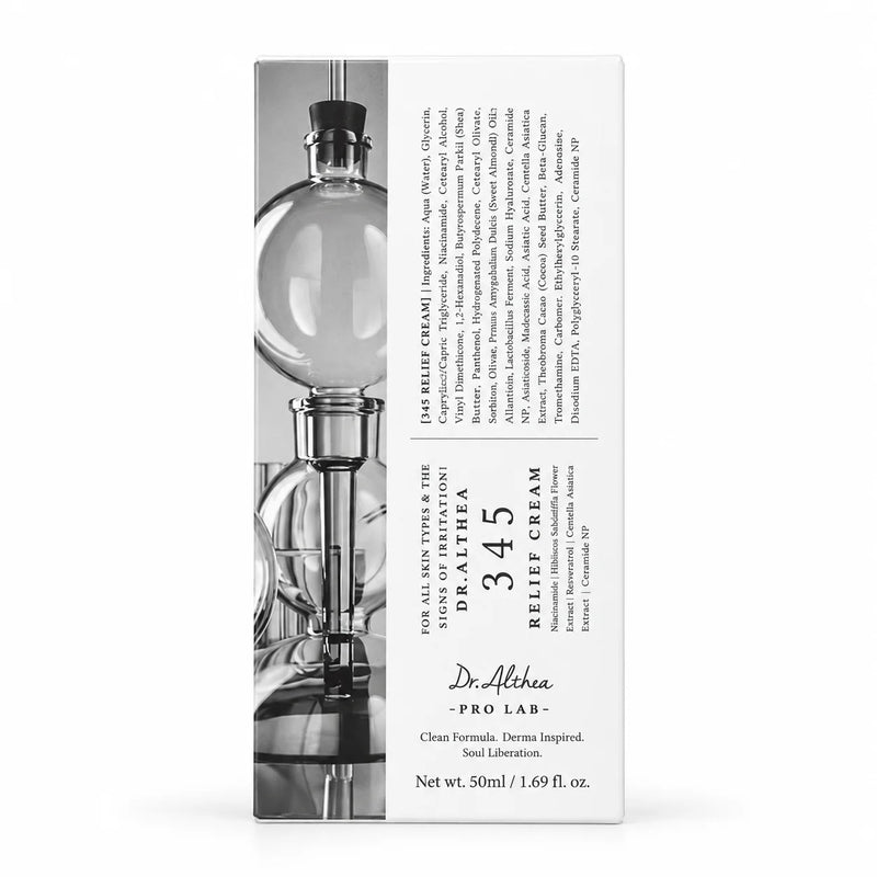 Dr. Althea 345 Relief Cream 50ml packaging with ingredient information