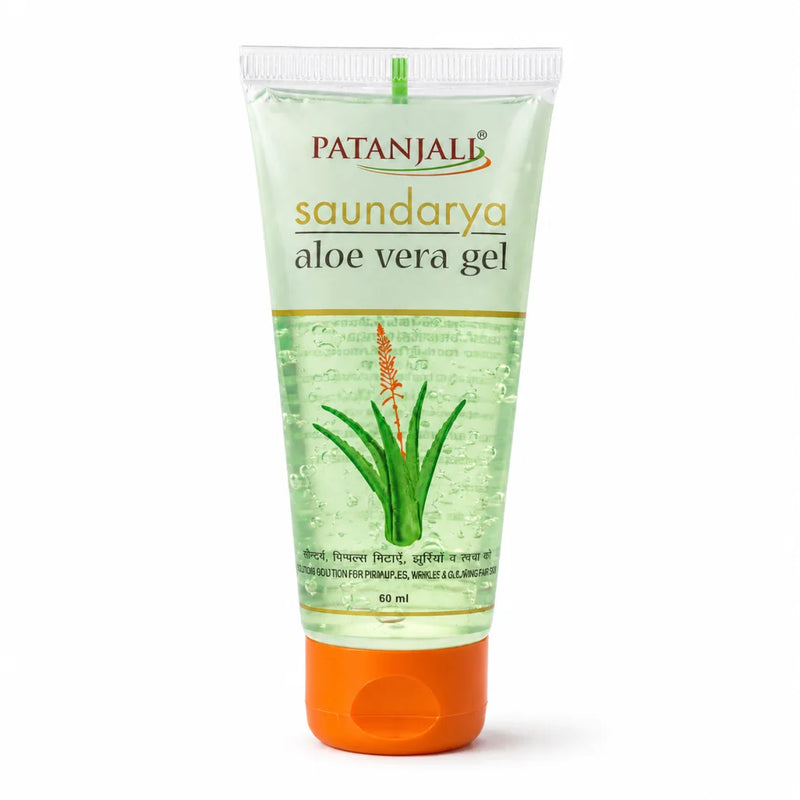 Patanjali Saundarya Aloe Vera Gel 60ml tube — lightweight water based hydrating face gel