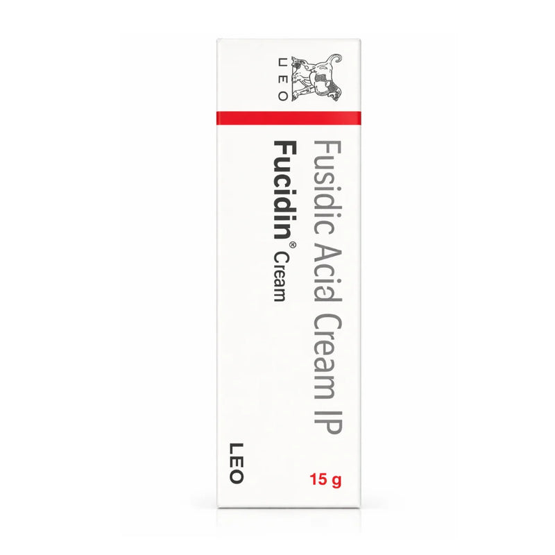 Fucidin 15g tube and outer box fusidic acid 2% cream for bacterial skin infections