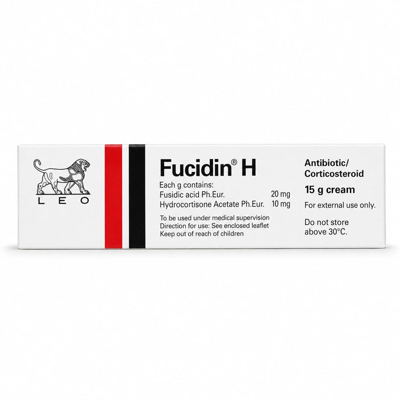 Fucidin H Fusidic Acid and Hydrocortisone Acetate Cream 15g front box packaging