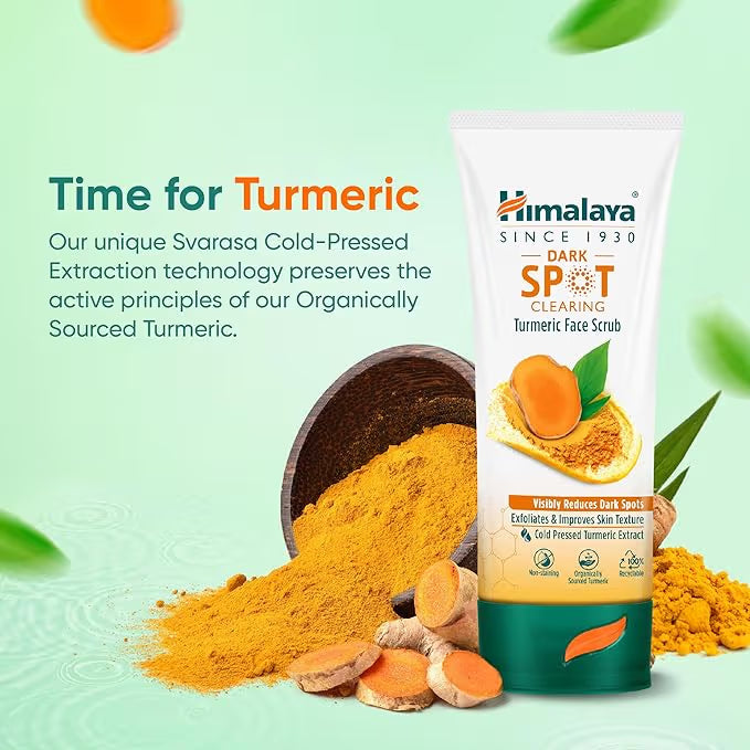 Himalaya Turmeric Face Scrub ingredients — paraben phthalate SLS SLES free formula with licorice and turmeric for dark spots and dull skin