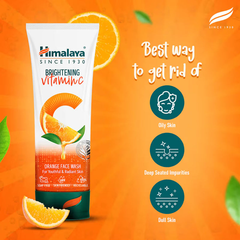 Himalaya Vitamin C Orange Face Wash for oily skin, deep seated impurities and dull skin — daily brightening cleanser