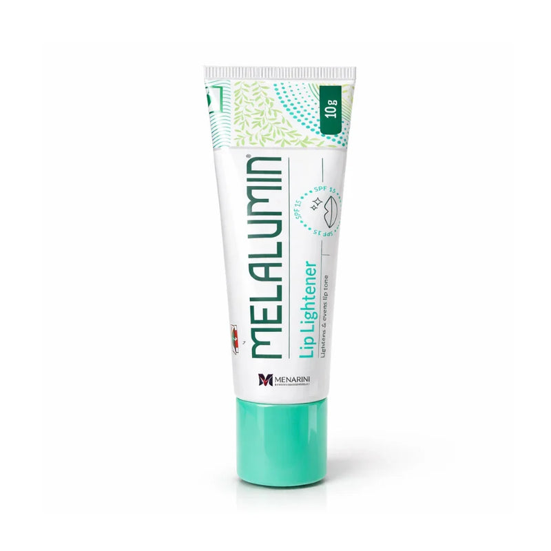 Melalumin Lip Lightener packaging and carton detail — marketed by A.Menarini India, manufactured by Helios Pharmaceuticals