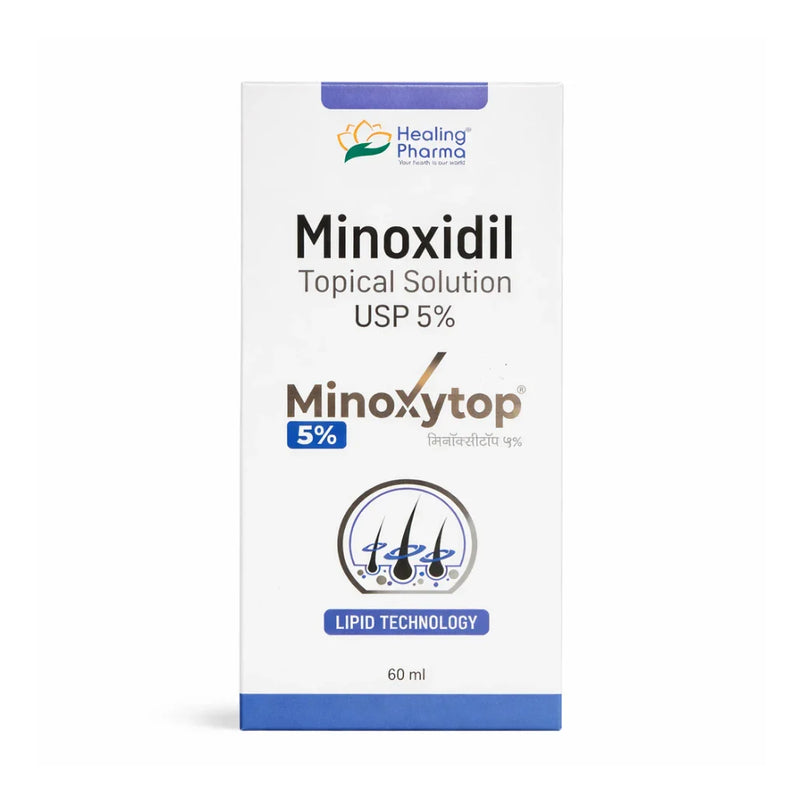 Minoxytop 60ml bottle and outer box — pharmaceutical-grade generic minoxidil topical solution UK