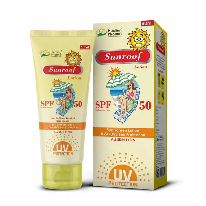 Sunroof SPF 50 Broad Spectrum UVA/UVB Sunscreen Lotion 60ml tube for daily face and body protection