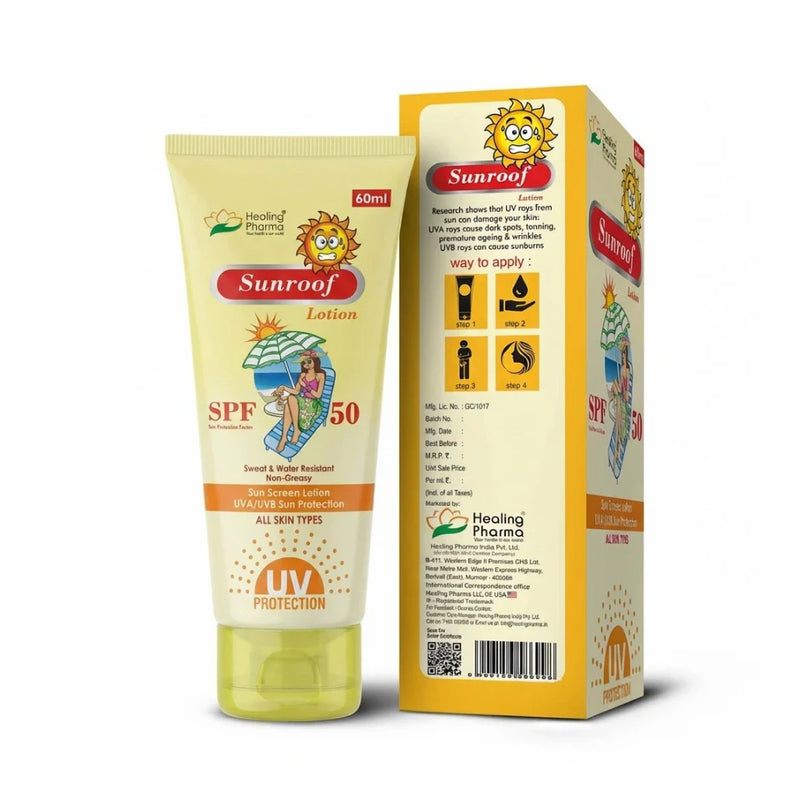 Sunroof SPF 50 60ml tube and outer box broad spectrum sunscreen