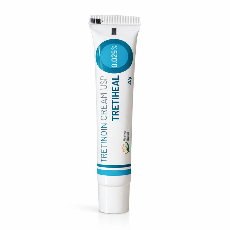 Tretiheal Tretinoin Cream 0.025% 20g packaging detail — anti-ageing retinoid UK