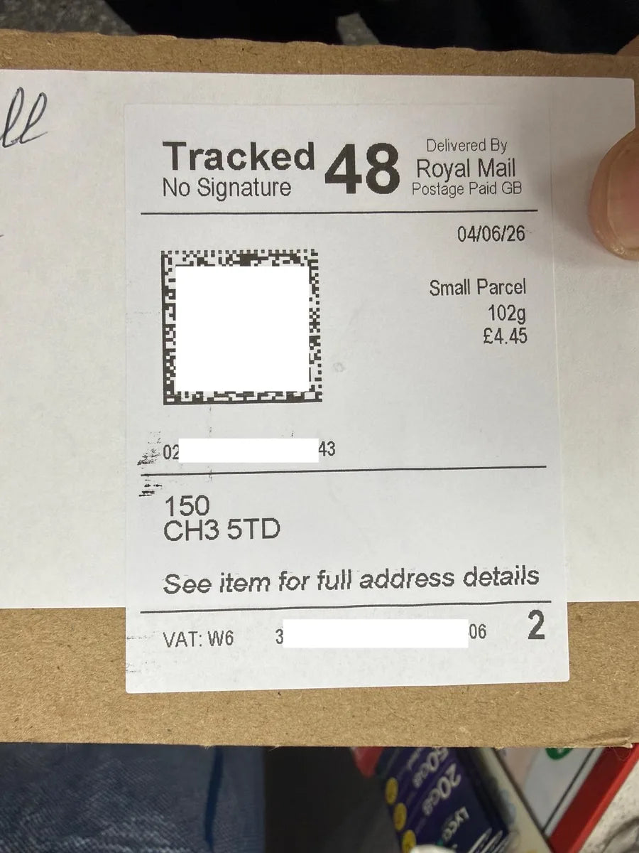 A skincare order packed and shipped by Royal Mail Tracked 48 to a UK customer